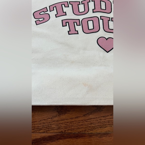 PrettyLittleThing “Student Tour”Cotton Cream Tote Bag One Size - Picture 3 of 5